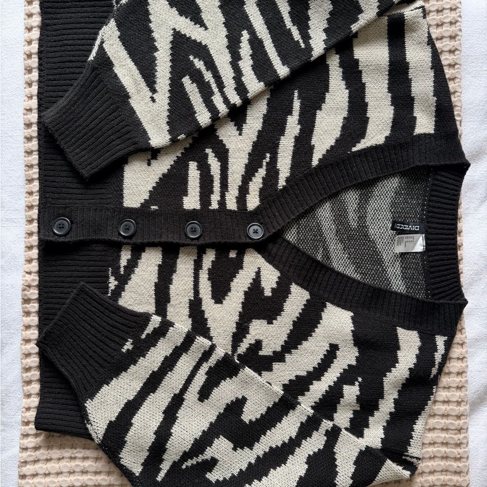 H&M Black and Cream Zebra Print Cardigan